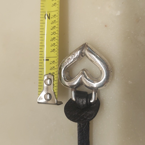 Brighton 3D Silver Heart Signature Purse Charm On Black Leather Strap, EUC! - Picture 10 of 12